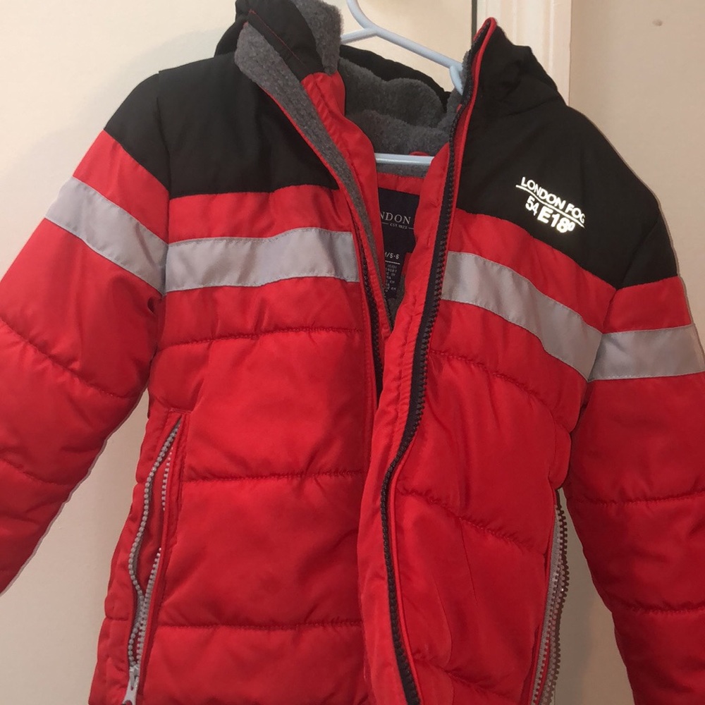 London Fog kids size small red and black jacket .